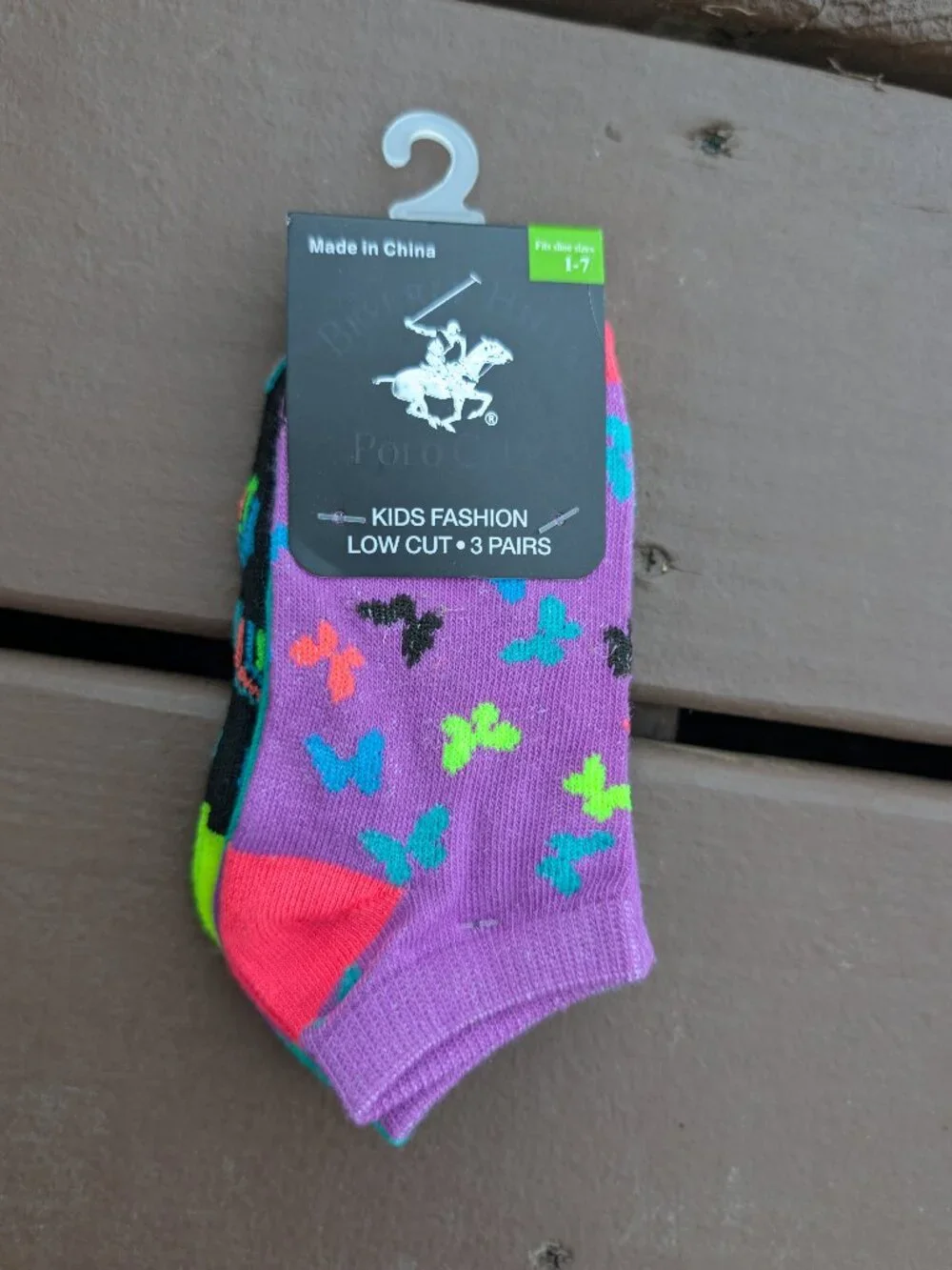 NEW 3PK Beverly Hills Polo Club Girls Low Cut Socks Size 1-7 Butterflies Rainbow